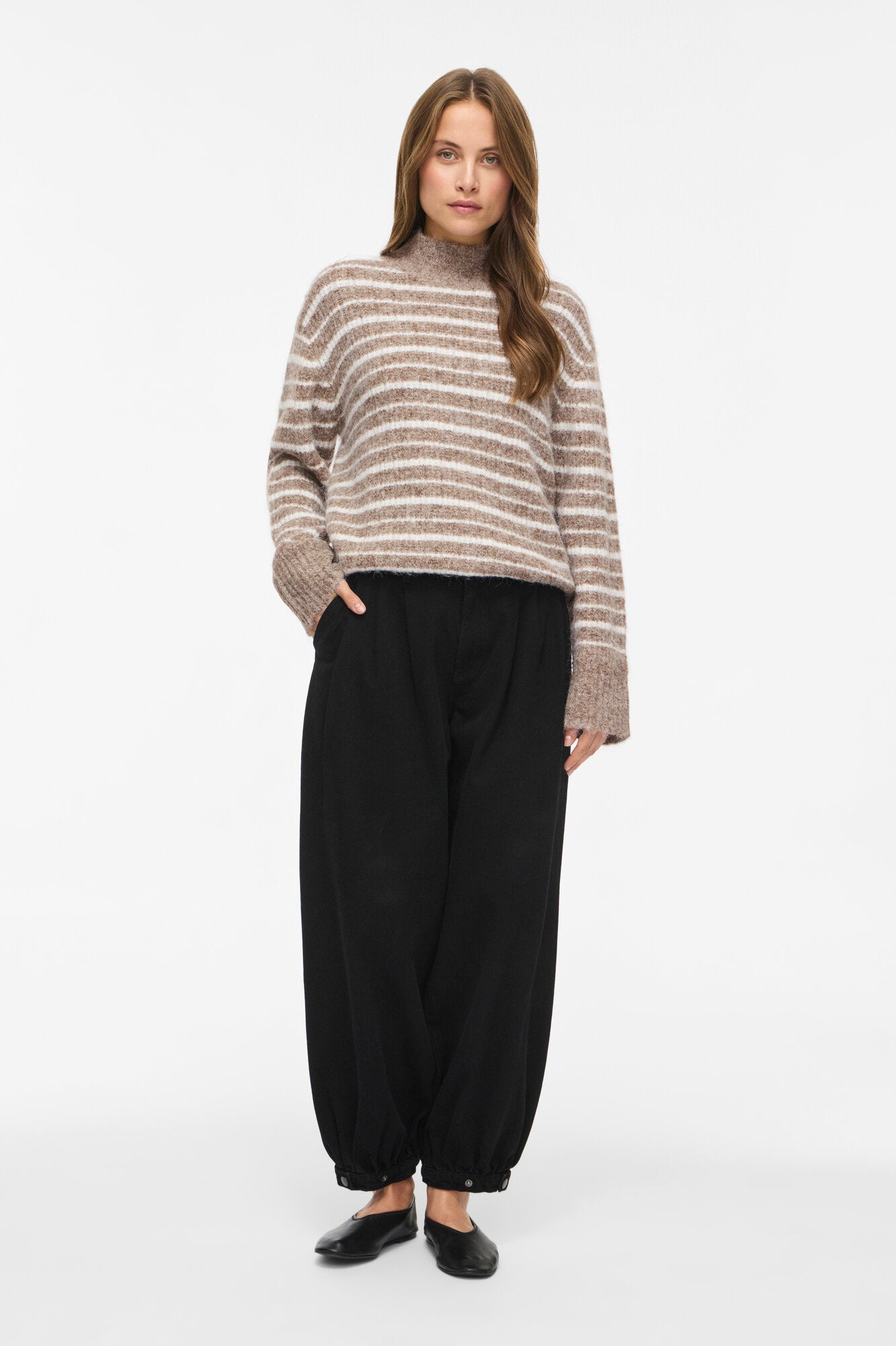 Vimeja L/S Stripe rullekrave – Natural Melange